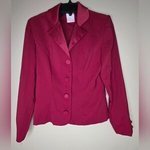 Suits Us Women's Vintage Red Button Up Lined Blazer Jacket
